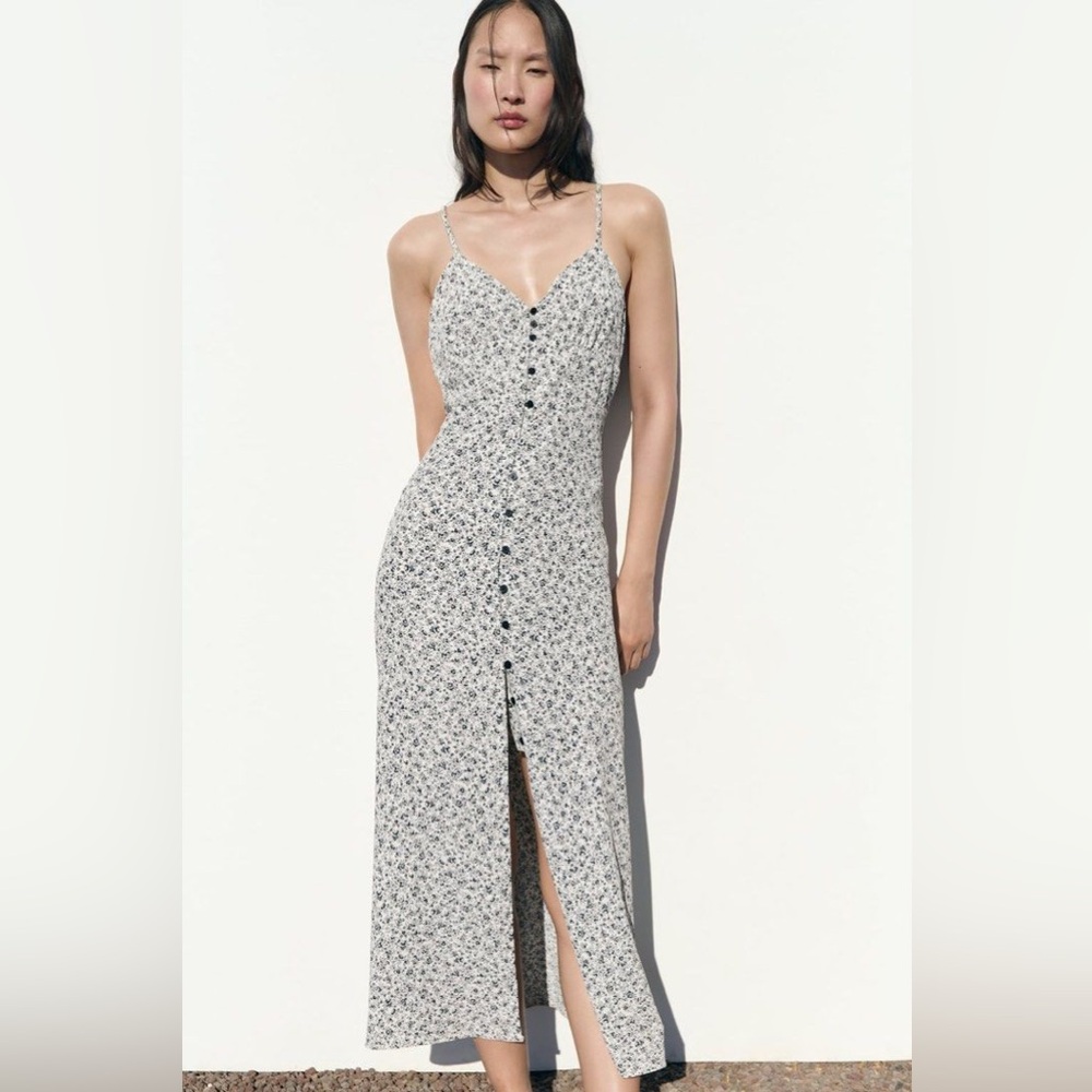 Zara Floral Spaghetti Strap Dress